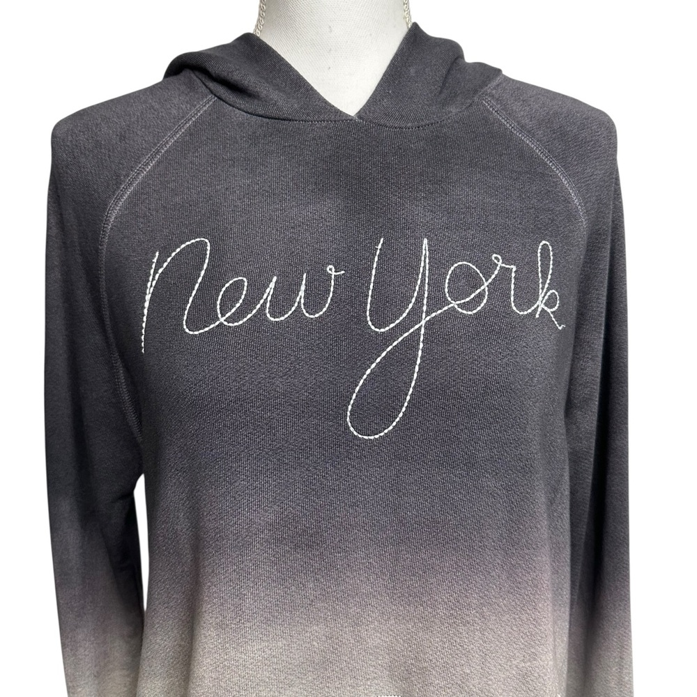 SUNDRY / Gray Ombré New York Hooded Sweatshirt / Size 3 / Casual Emo Goth - Picture 2 of 10